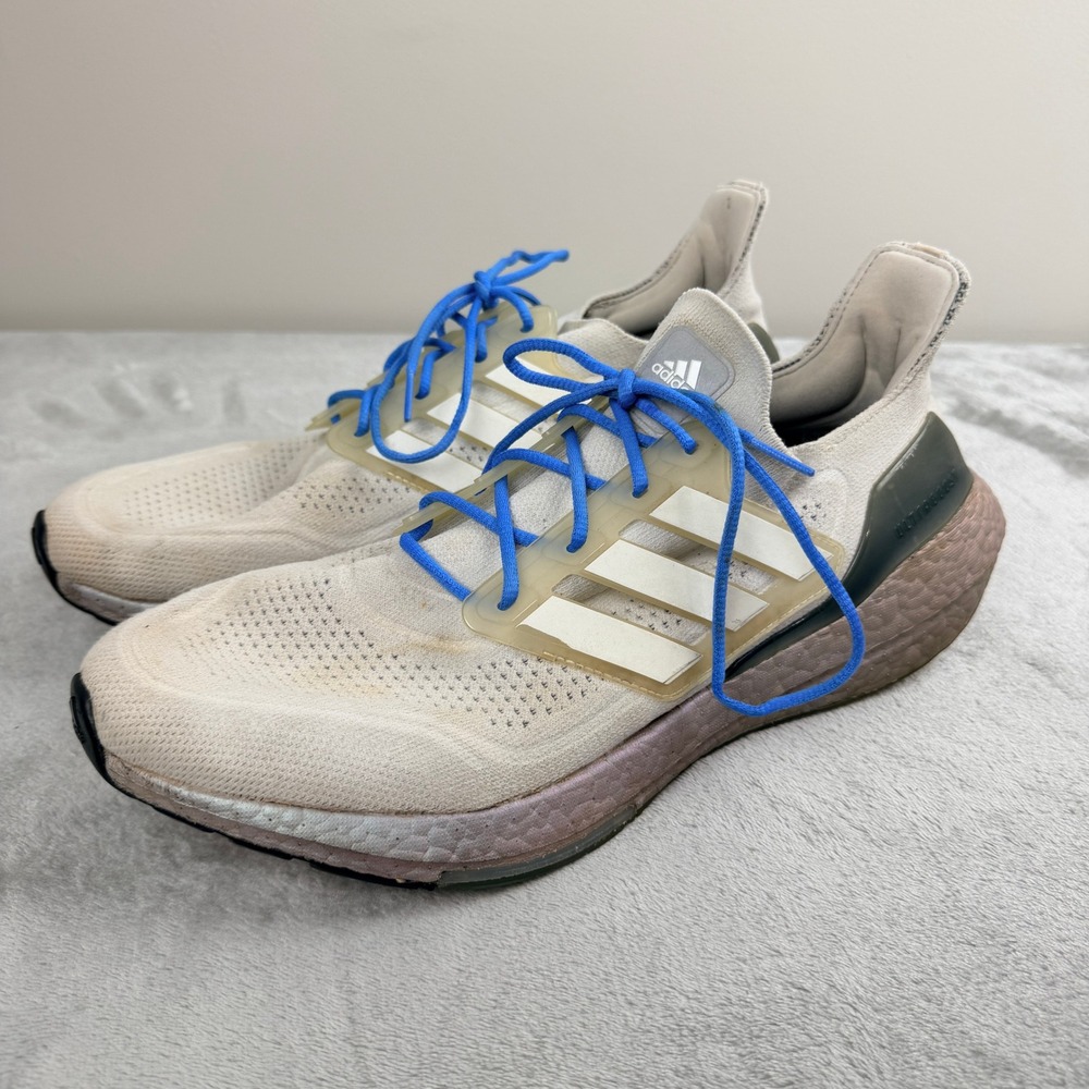 Adidas Ultraboost 21 Mens Running Shoes White Blue FY0383 Size 11.5‎